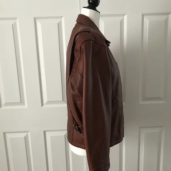 Danier Vintage leather bomber jacket mid brown (s) - Picture 3 of 13